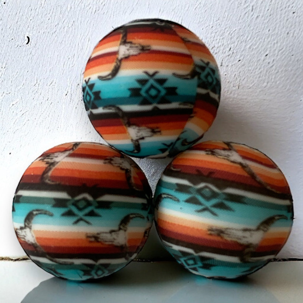 A61 - 15mm "Garth- Western Serape (10 Count) Silicone Beads, Craft Supplies