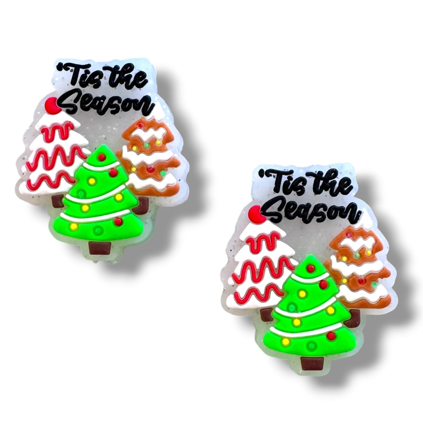 h964- "Christmas Cakes- Tis The Season" Silicone Focal Bead for DIY Crafts (1 Count)