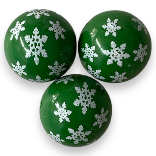 W368- 20mm Green Snowfall Acrylic Beads  (10 Count)