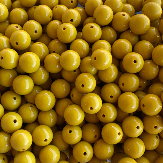 T324 - 15mm "Mustard" Gloss Silicone Beads