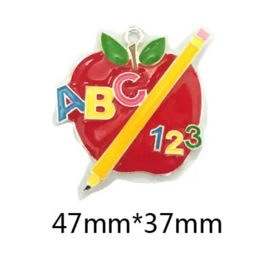 Q-A44 - Apple Enamel Alloy Metal Pendant