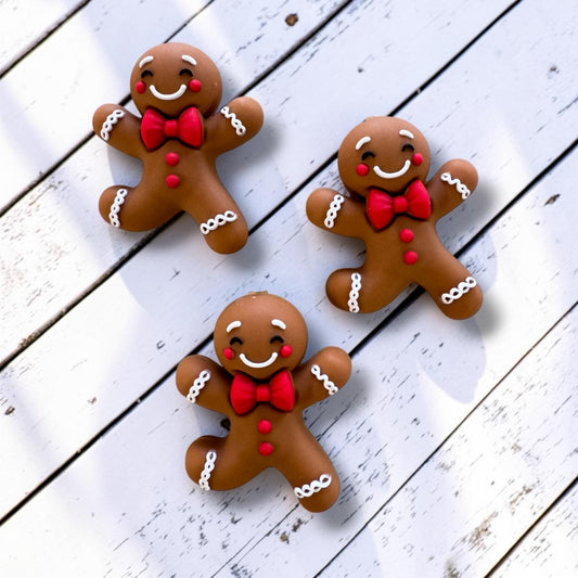 h1025- "Gingerbread Man" Silicone Focal Bead for DIY Crafts (1 Count)