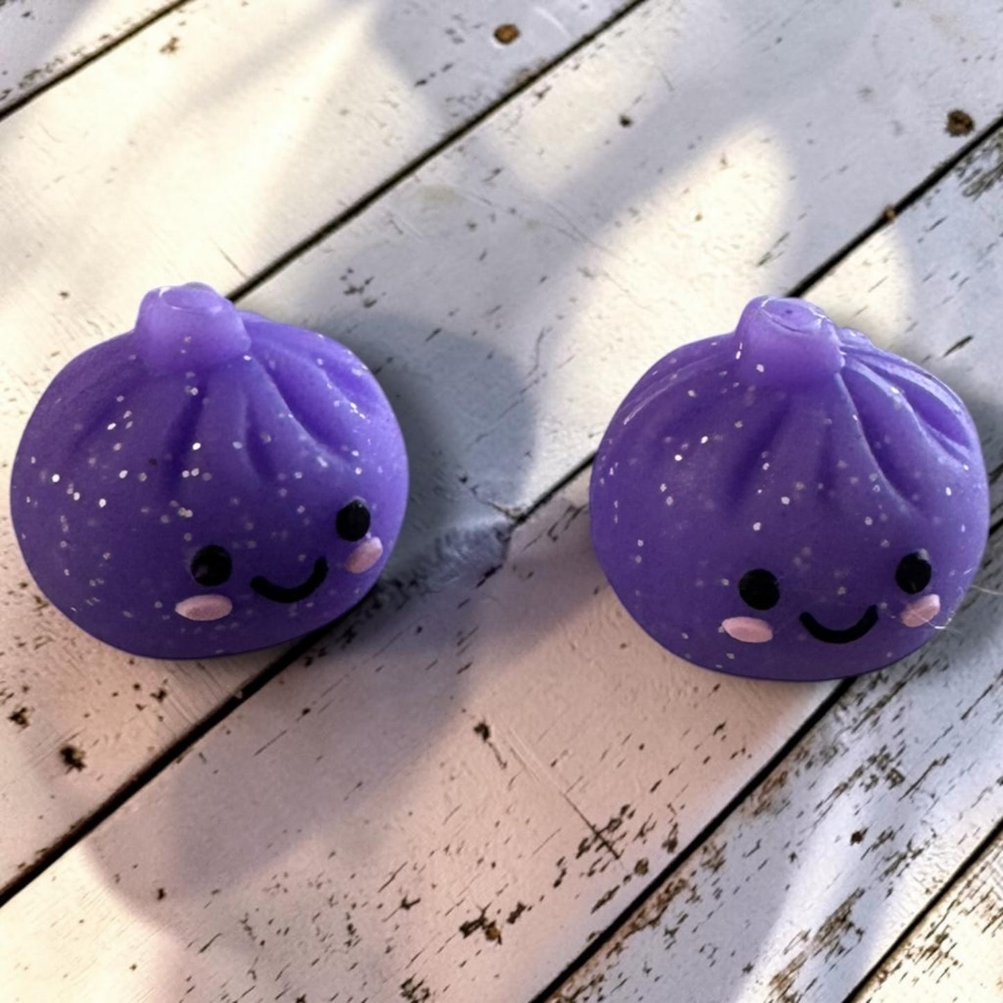 h1041- "Purple Glitter Dumpling" Silicone Focal Bead for DIY Crafts (1 Count)