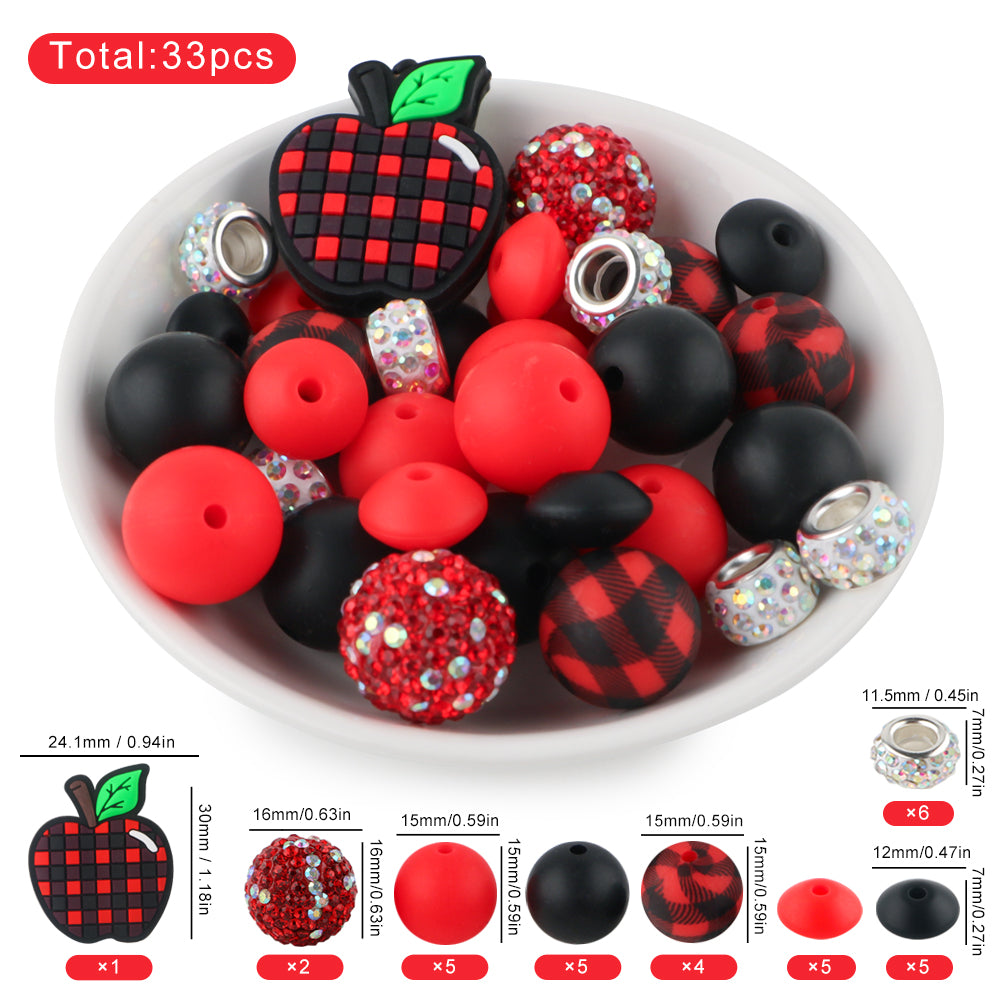 Z/505 - "Teacher" Black & Red Silicone Bead Bling Kit