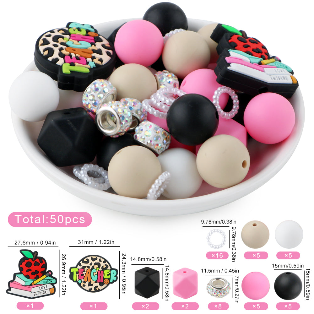 Z/543 - "Teacher" Pink Silicone Bead & Bling Kit