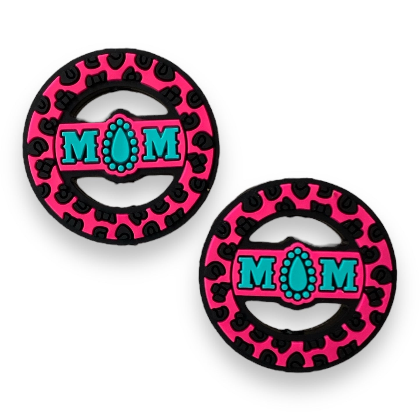 X374 -  “Mom- Pink Round" Silicone Focal Bead (1 Count)