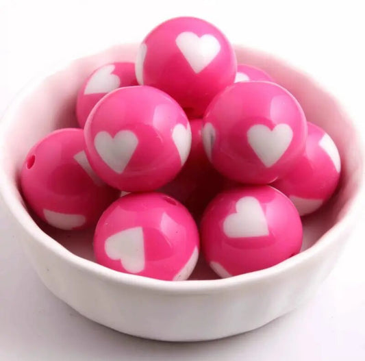 pt54- 12mm  Dark Pink Heart Acrylic  Beads (20 Count)