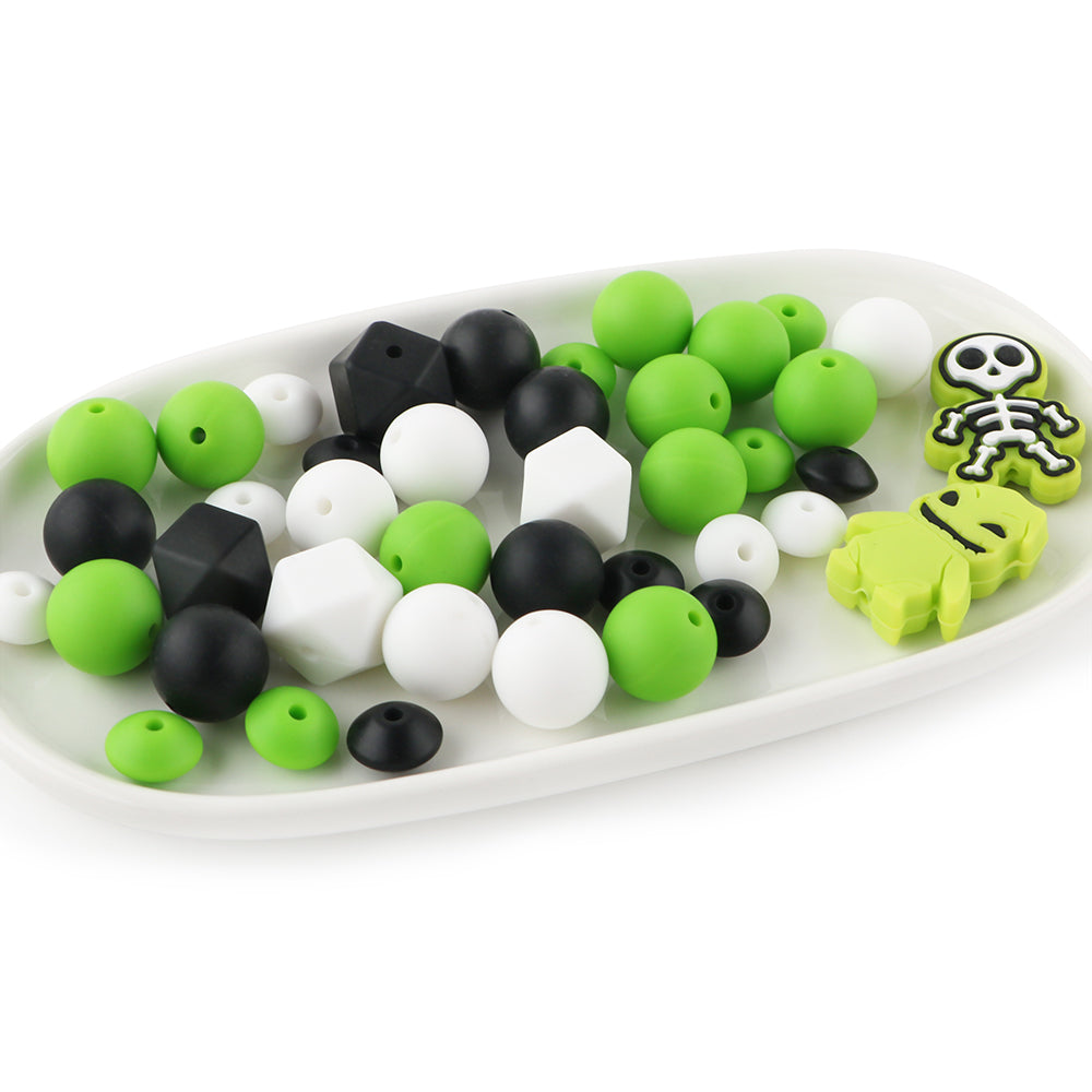 Z/525 - "Halloween"  Lime & Black Silicone Bead Kit