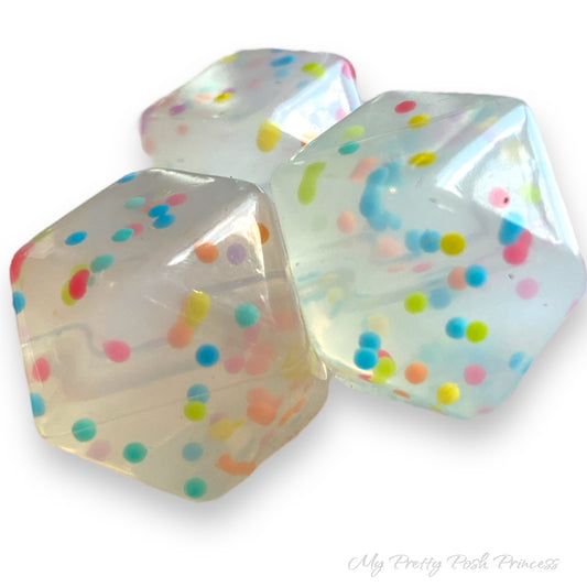 T41- 17mm "Confetti" Hexagon Silicone Beads