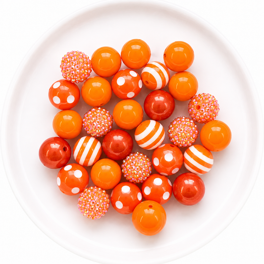 Orange 20mm Acrylic Bubblegum Bead Mix | Wholesale Bulk Beads | 30 Count