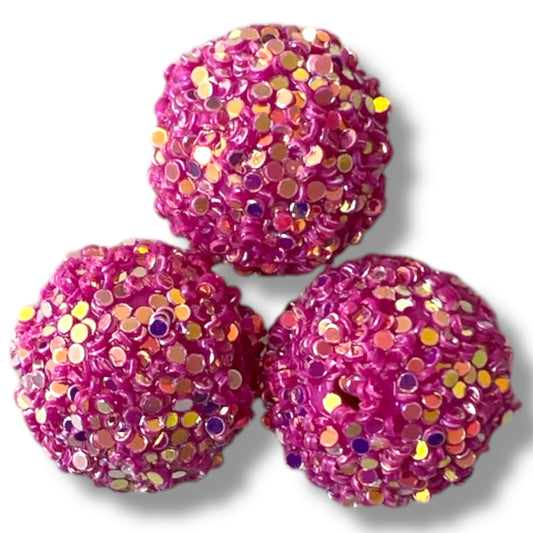 R-26 - 16mm "Dark Pink" Glitter Rhinestones (1 Count)