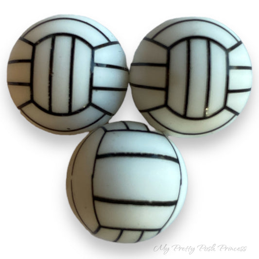 A-6058- 15mm “Volleyball” Silicone  Beads