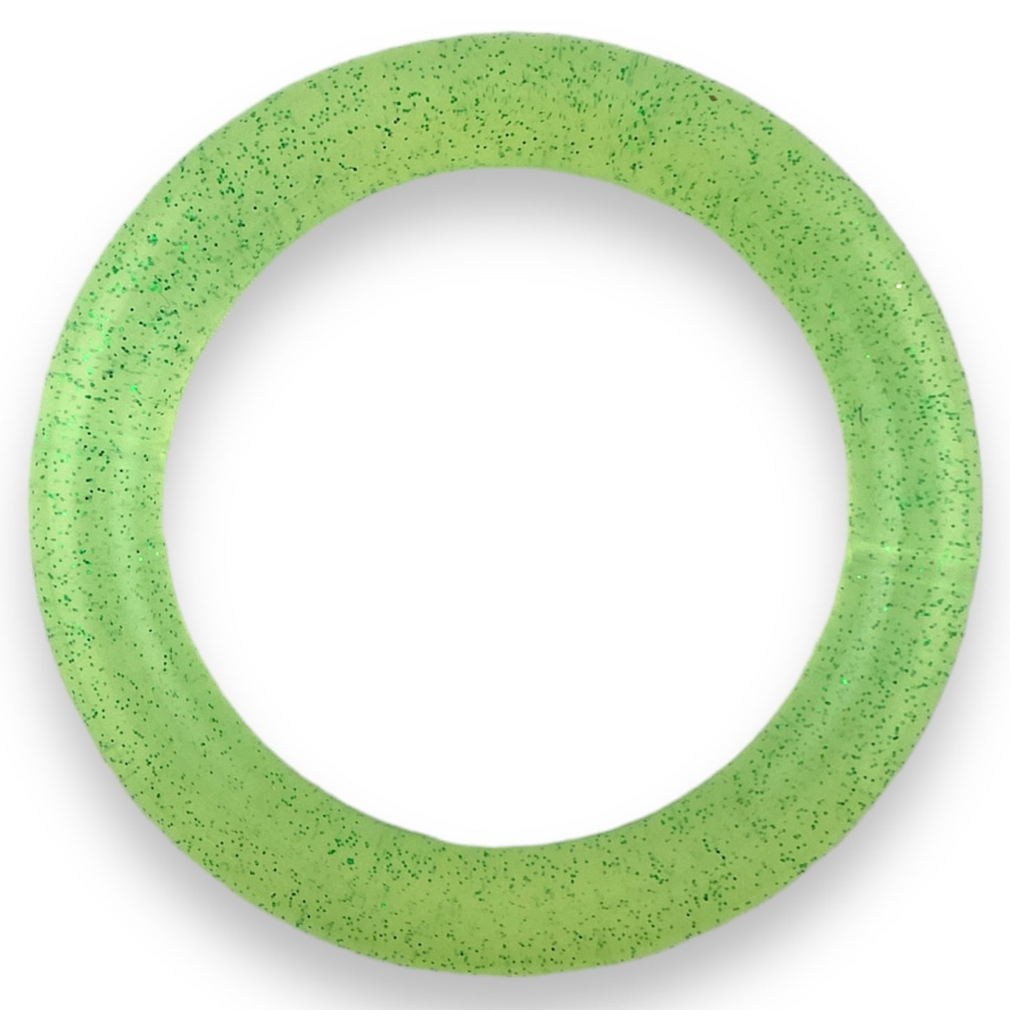 Q-A05 - 65mm Lime Jelly Glitter Silicone Ring