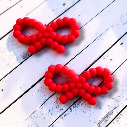 h1068- "Red Bow" Silicone Focal Bead for DIY Crafts (1 Count)