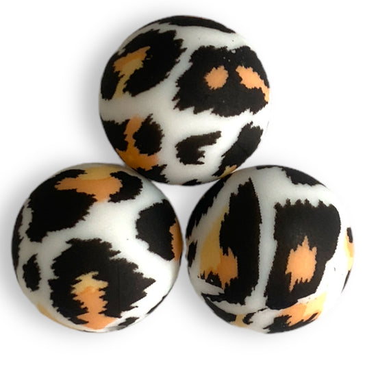 T64- 15mm “Peach Leopard” Silicone Beads