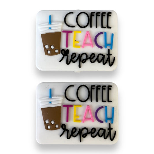 X328 - Coffee Teach Repeat "Exclusive"  Focal (1 Count) Bead Silicone *Copyright
