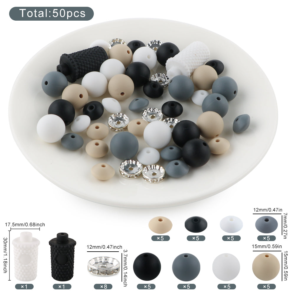 Z/530 - "Coffee" Black & Gray Silicone Bead Bling Kit