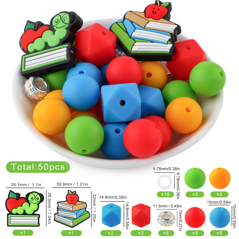 Z/520 - "Teacher" Primary Colors Silicone Bead & Bling Kit