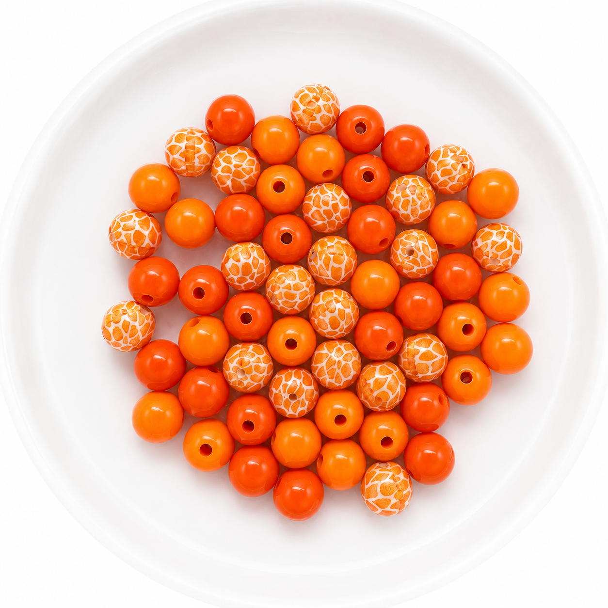 Orange 12mm Acrylic Bubblegum Bead Mix | Wholesale Bulk Beads | 60 Count