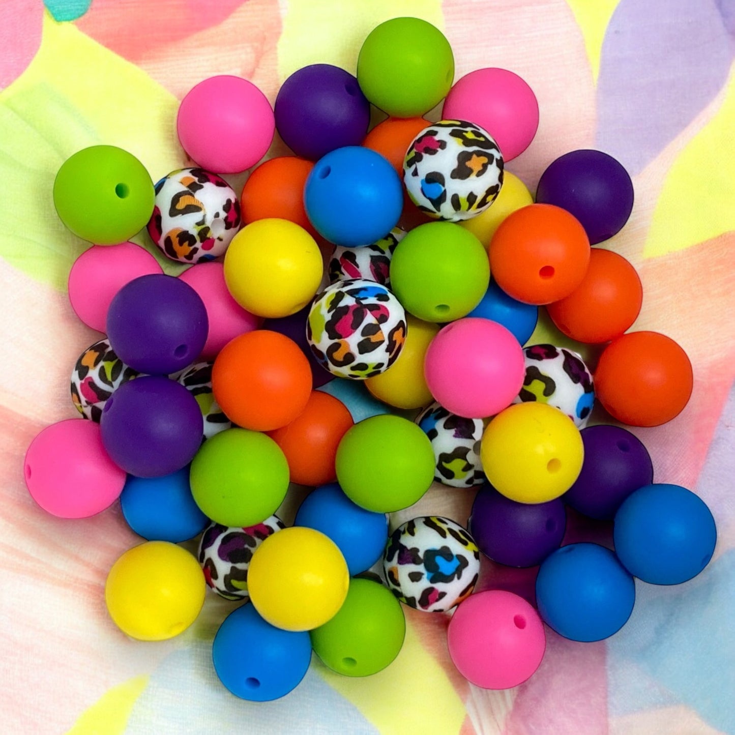 CK- 213 -  15mm 50 Count  Mixed Pack Silicone  Beads