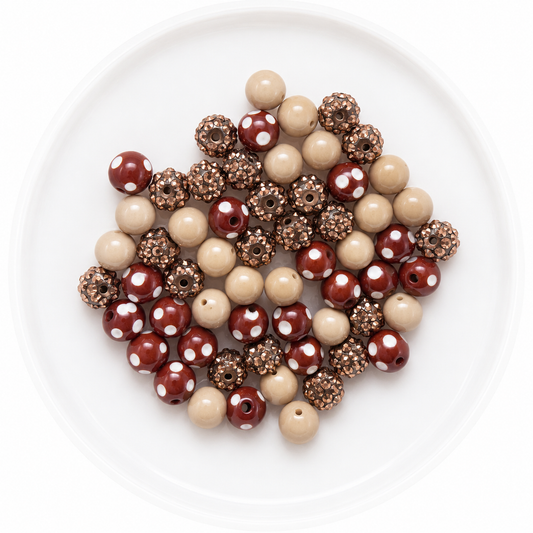Brown 12mm Acrylic Bubblegum Bead Mix | Wholesale Bulk Beads | 60 Count