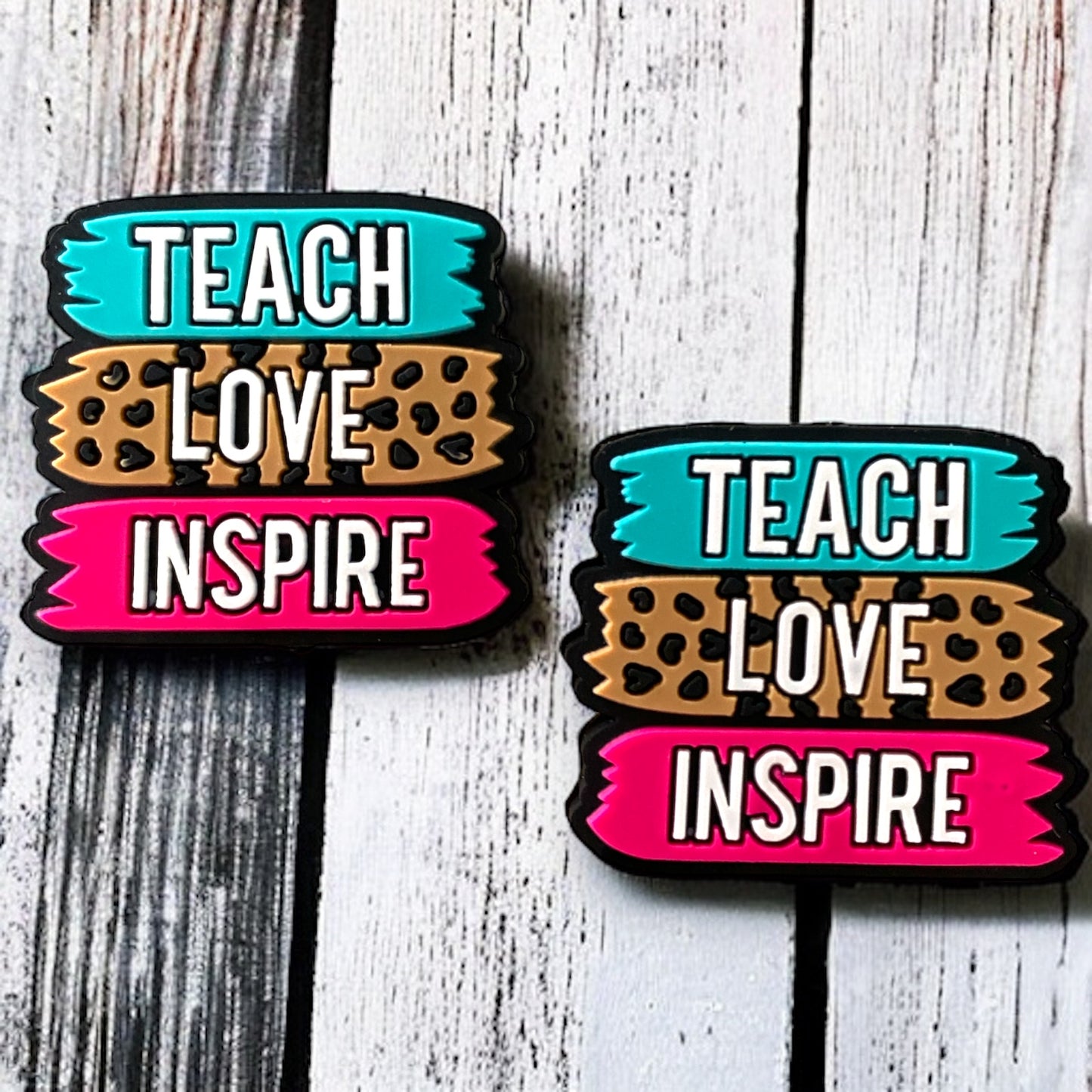 X378- "Teach Love Inspire"  Focal (1 Count) Bead Silicone