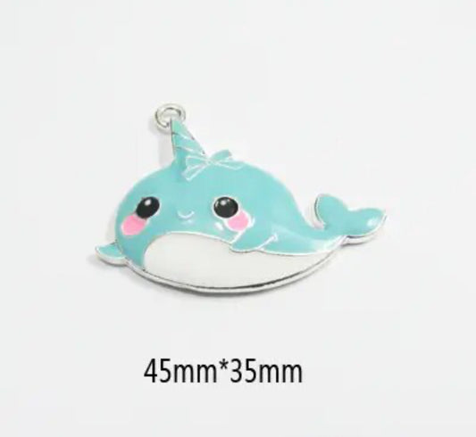 Q-A45 - Whale Enamel Alloy Metal Pendant