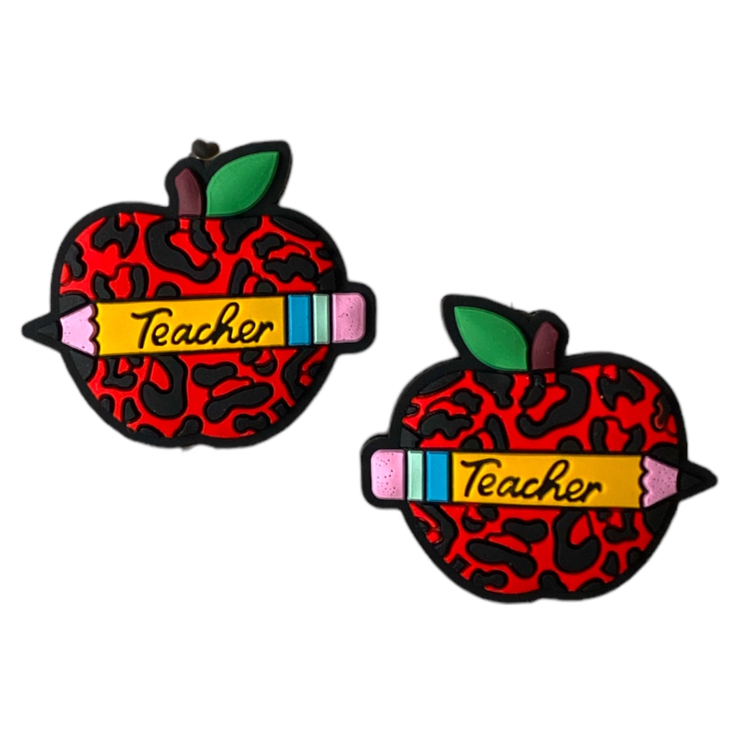 X356 -  “Red Cheetah Apple” Silicone (1 Count) Focal Bead