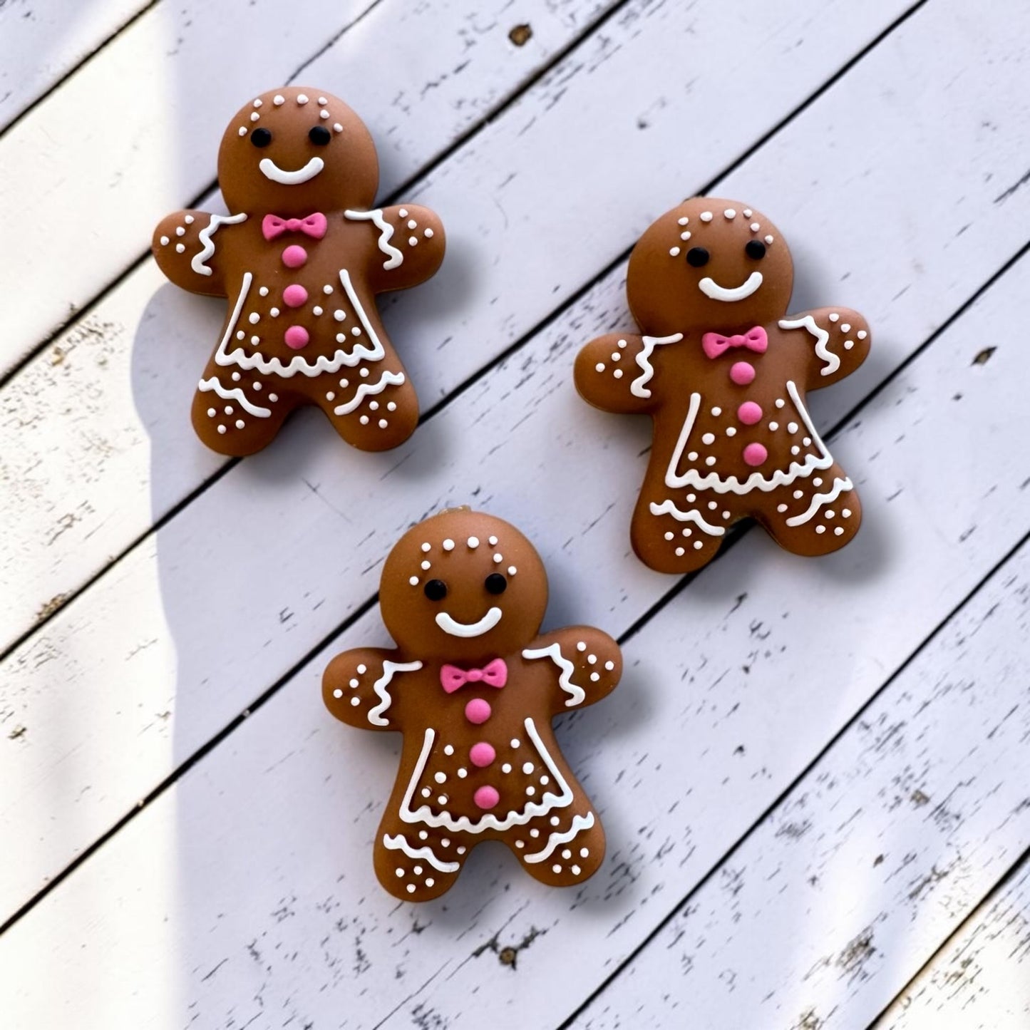 h1022- "Gingerbread Woman" Silicone Focal Bead for DIY Crafts (1 Count)