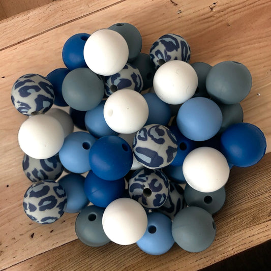 12mm "Gray Leopard" 50 Count Silicone Bead Pack