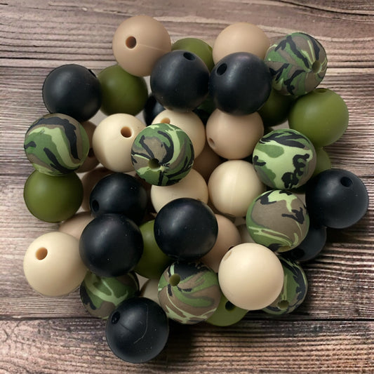 12mm "Camo" 50 Count Silicone Bead Pack