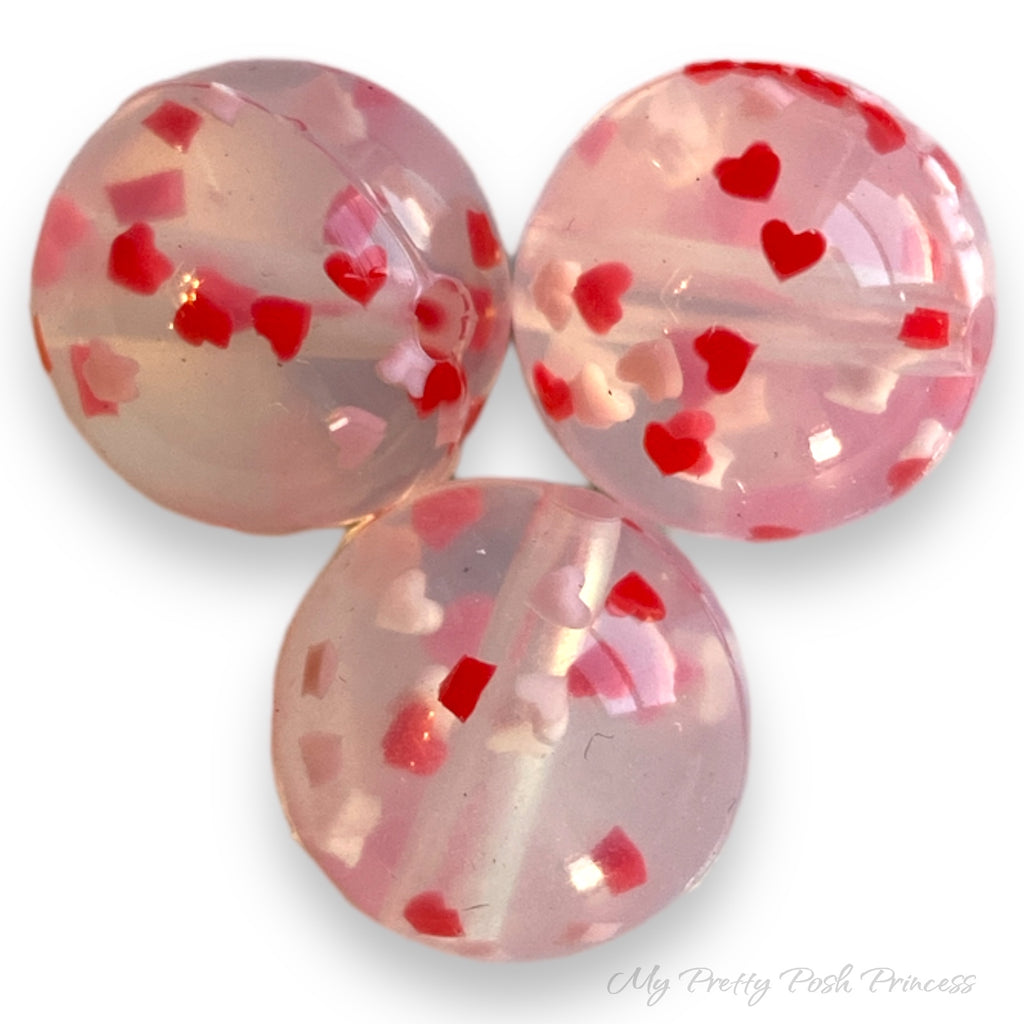 12mm Heart Confetti Silicone Beads