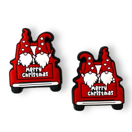 X423-  “Christmas Gnome Truck” Silicone (1 Count) Focal Bead