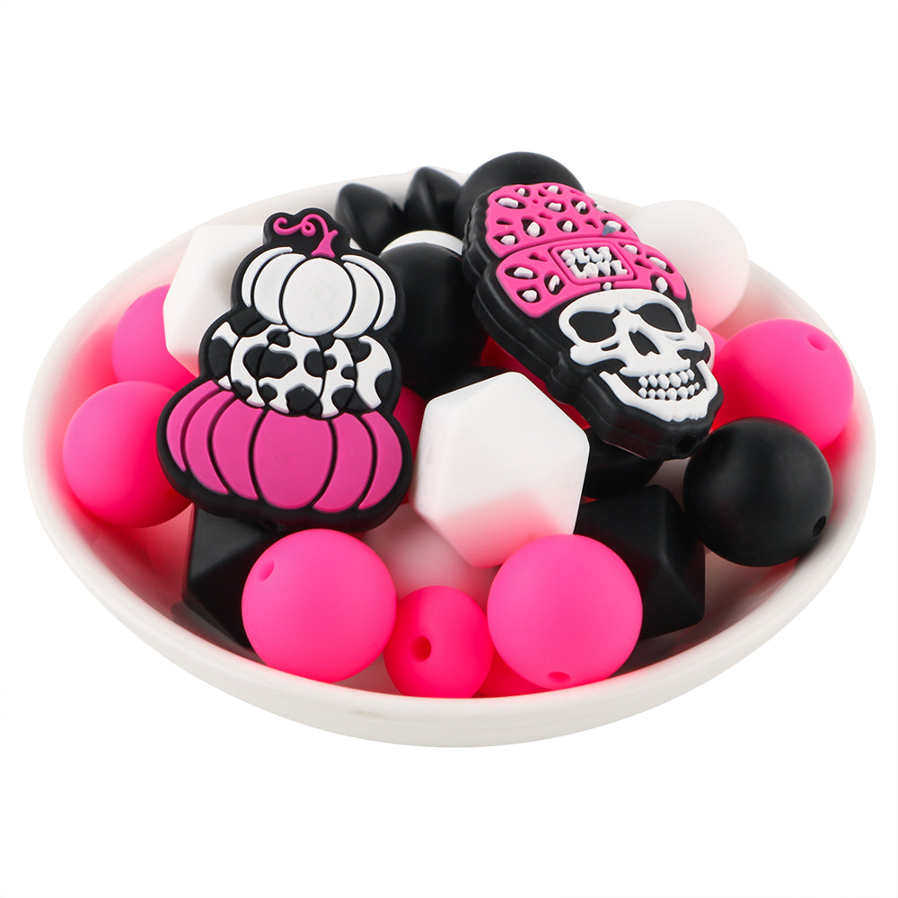 Z/511 - "Halloween" Pink & White Silicone Bead Kit
