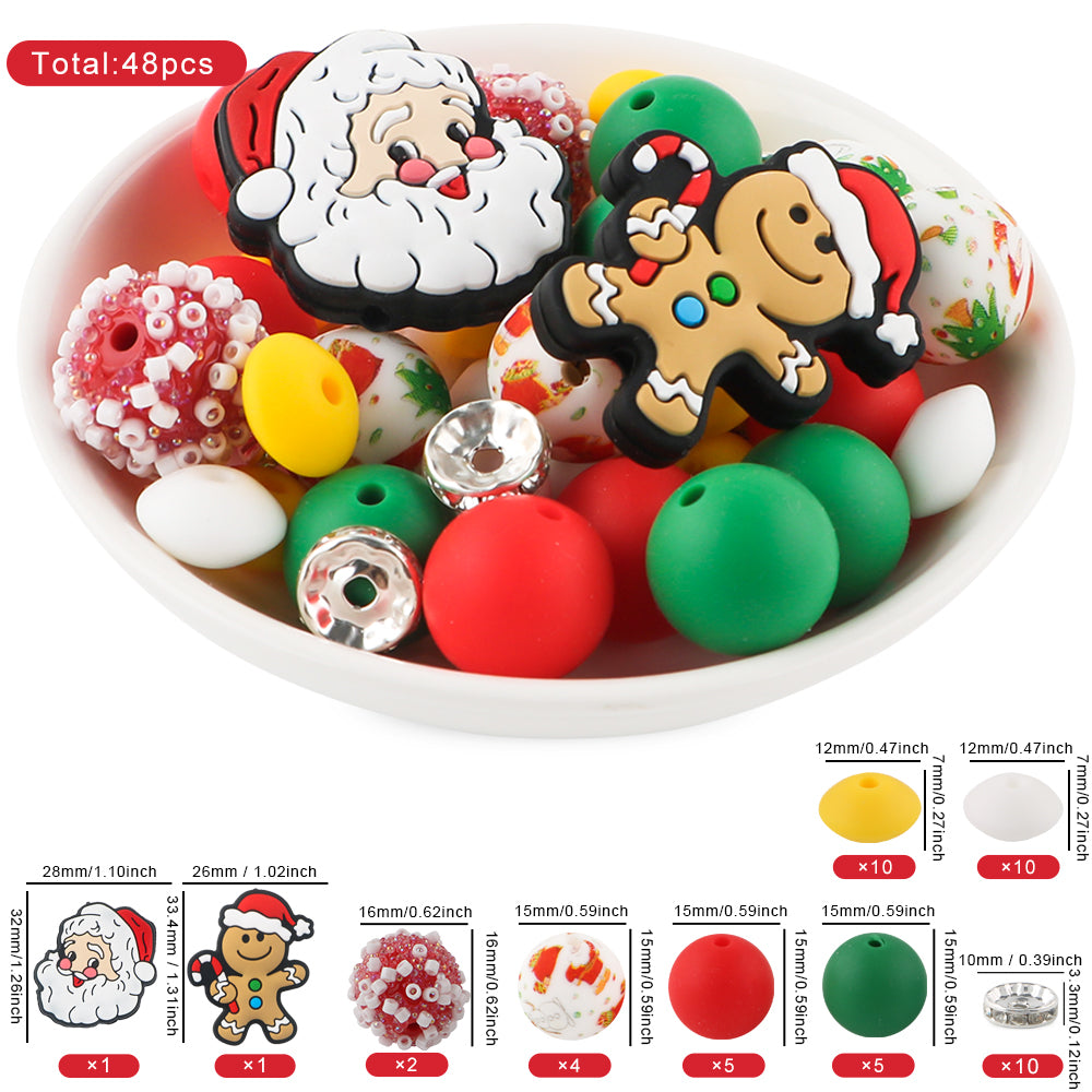 Z/514 - "Christmas" Gingerbread & Santa Silicone Bead Bling Kit