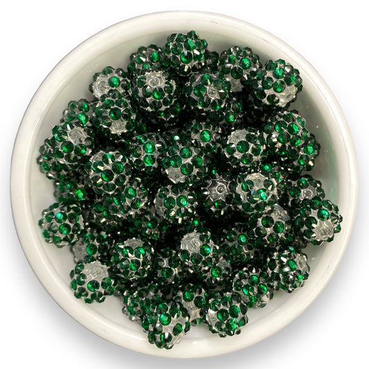 #178 -  12mm Dark Green Rhinestone  Beads  (20 Count)