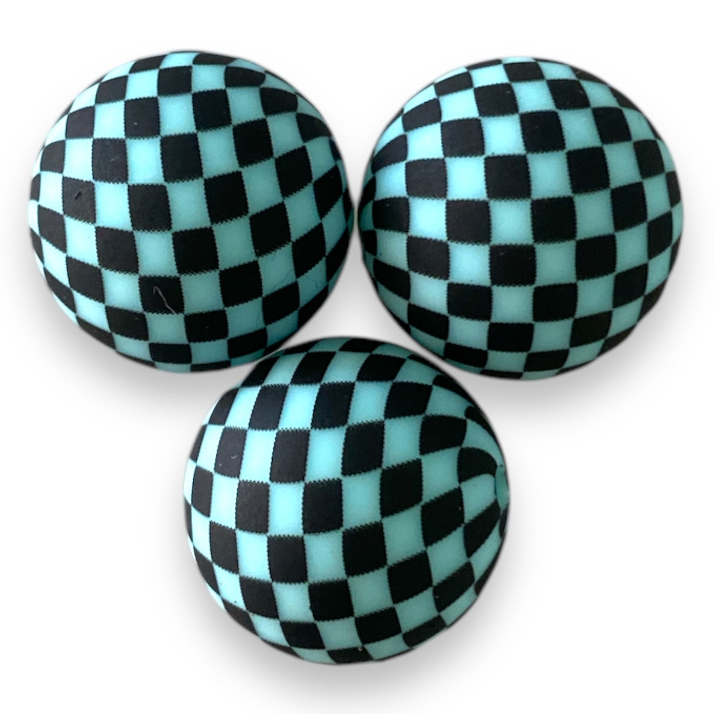 #817 - 19mm “Aqua- Checkered” Silicone Beads