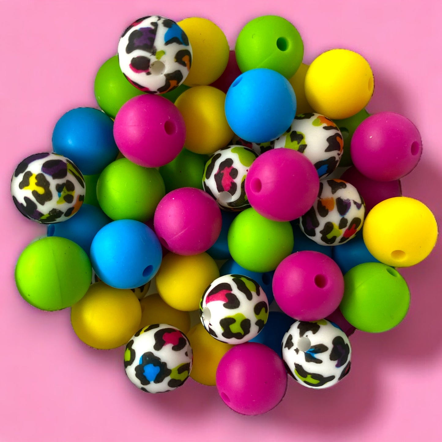 12mm "Colorful Leopard" 50 Count Silicone Bead Pack