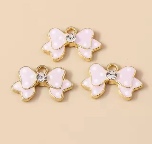 Q-A75- Pink Bow Charm (1 Count)