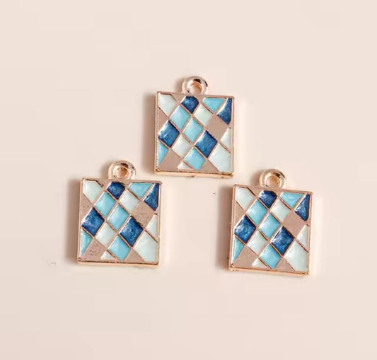 Q-A70- Blue Mosaic Small Charm (1 Count)