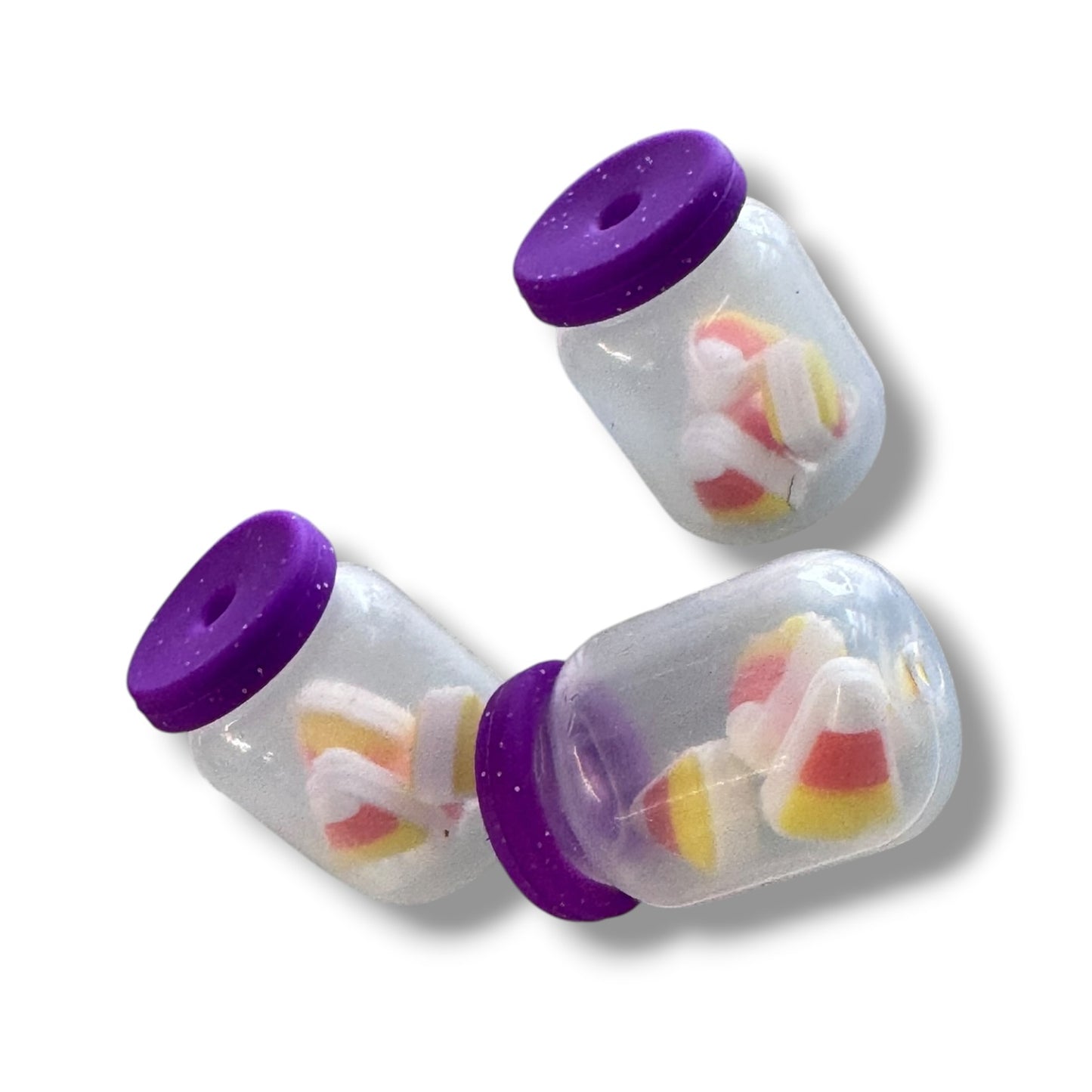 h1014- "Halloween Candy Corn Jar 3D" Silicone Focal Bead for DIY Crafts (1 Count)