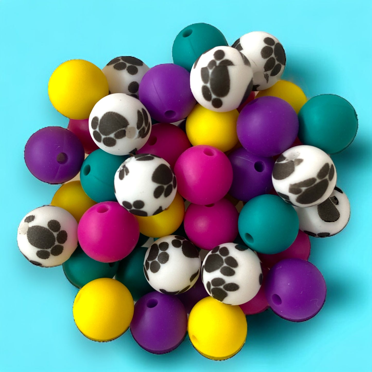 CK- 182 - 12mm "Paw" 50 Count Silicone Bead Pack