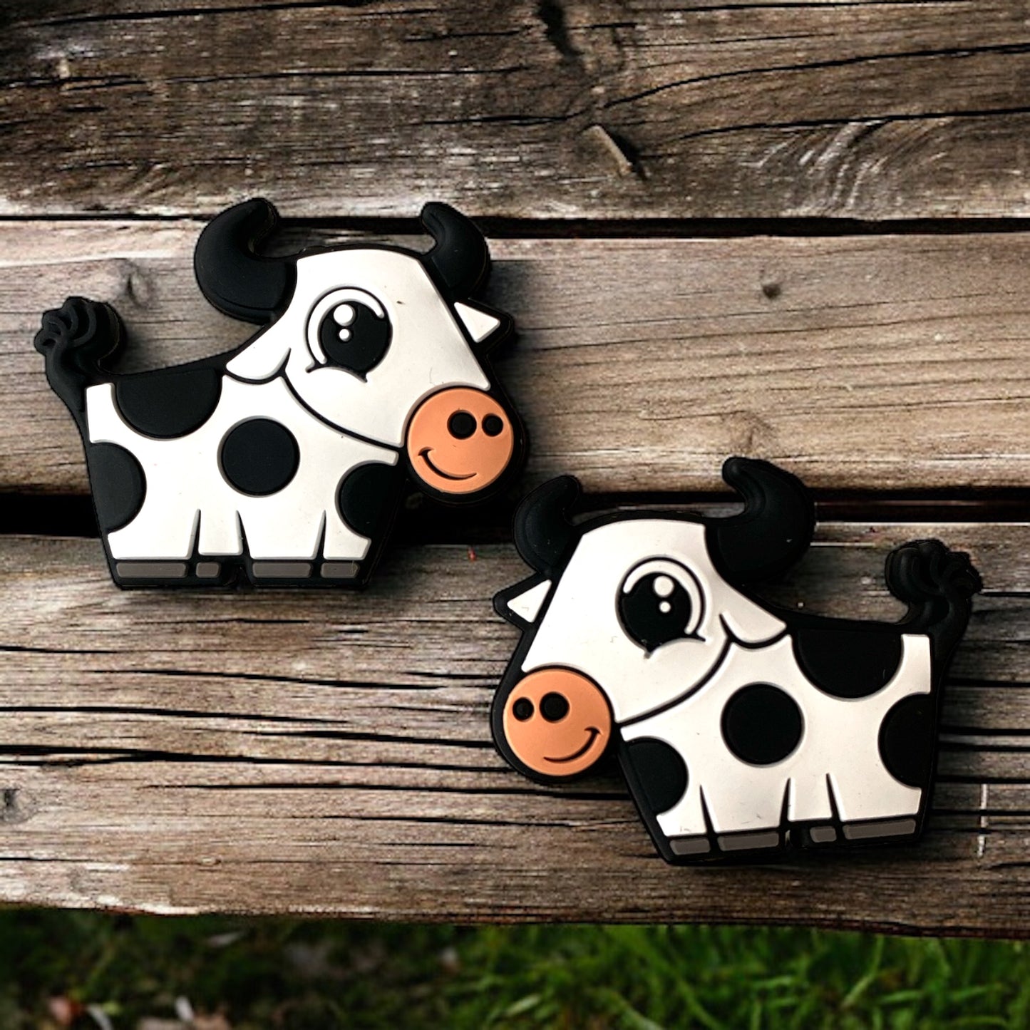 T277- Black Cow  Silicone Focal Bead (1 Count)