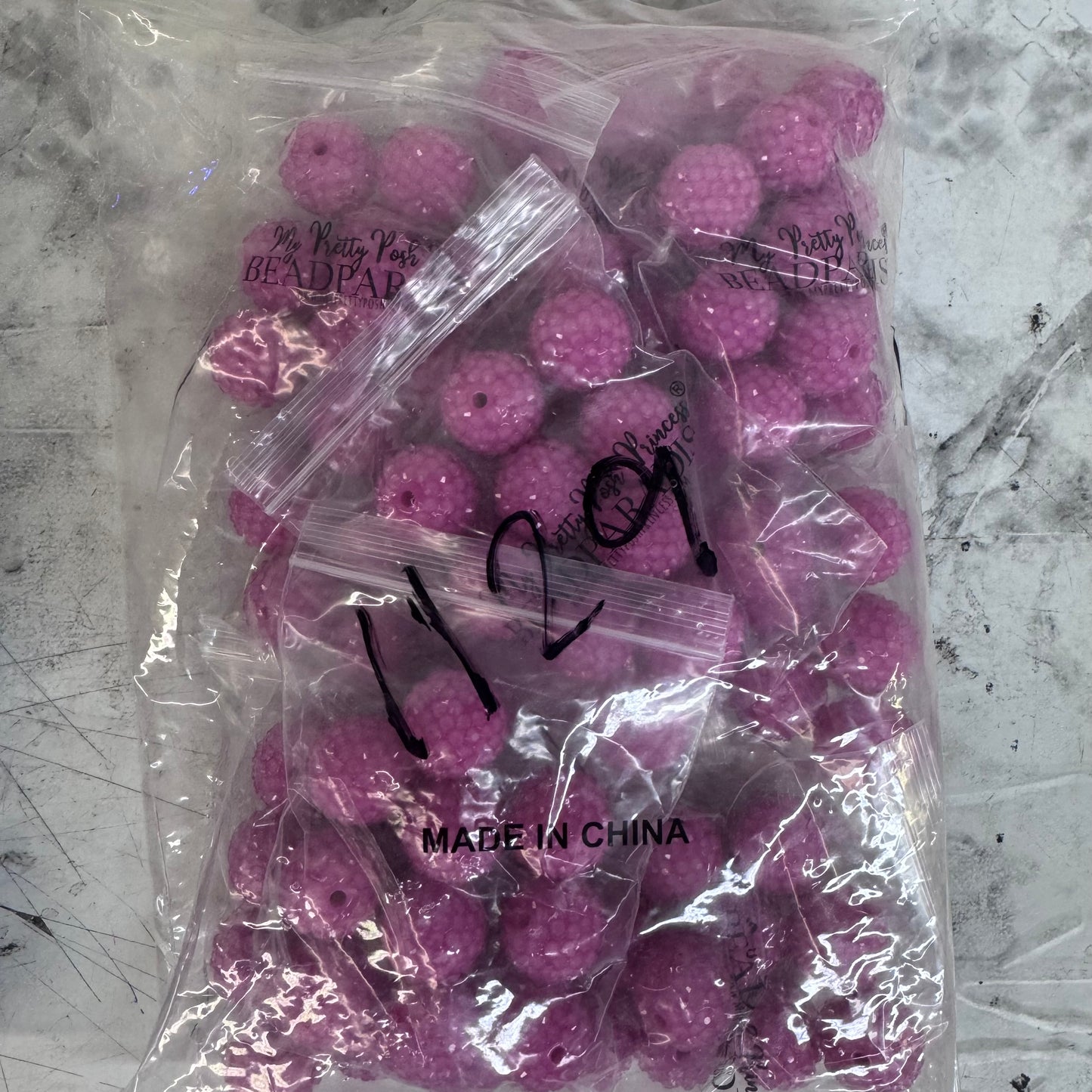 1129- 20mm Pink Rhinestone Beads 100 Count *WAREHOUSE SALE*