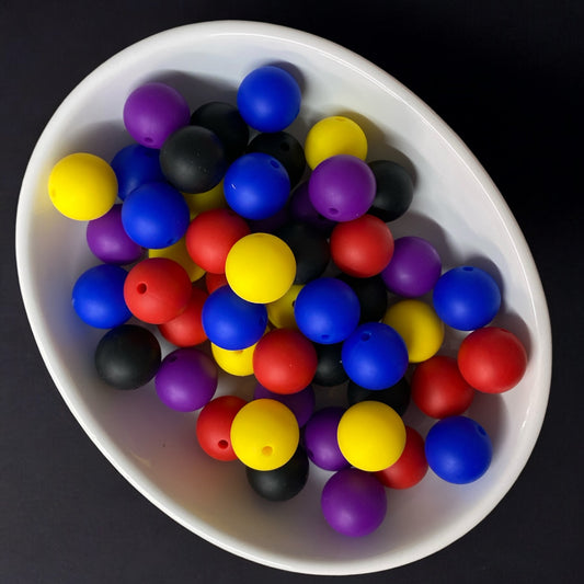 "Color Set" - 15mm Silicone 50 Count Bead Pack – Ideal for Beadable Pens & Keychains