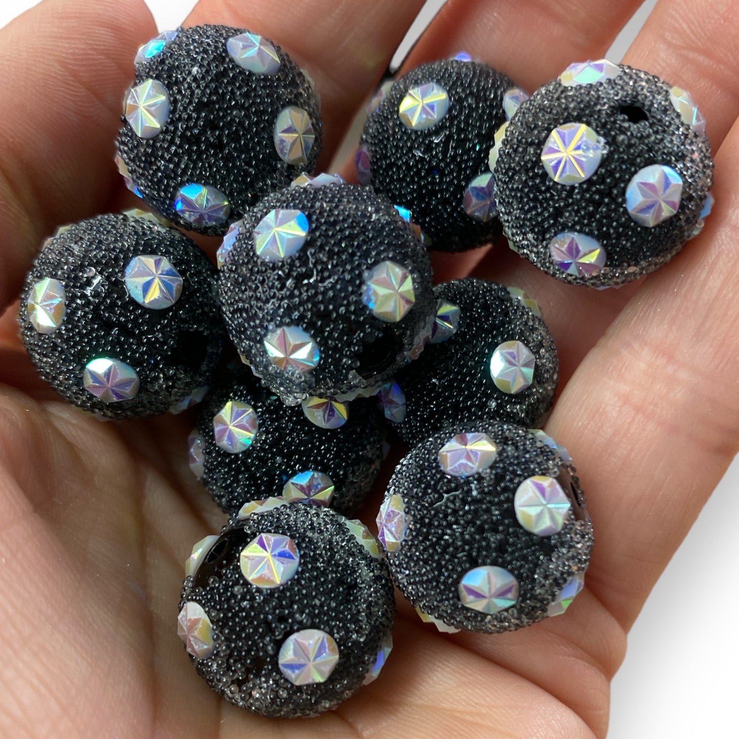 #1250 - 20mm "Black Sugar Starburst" Bead