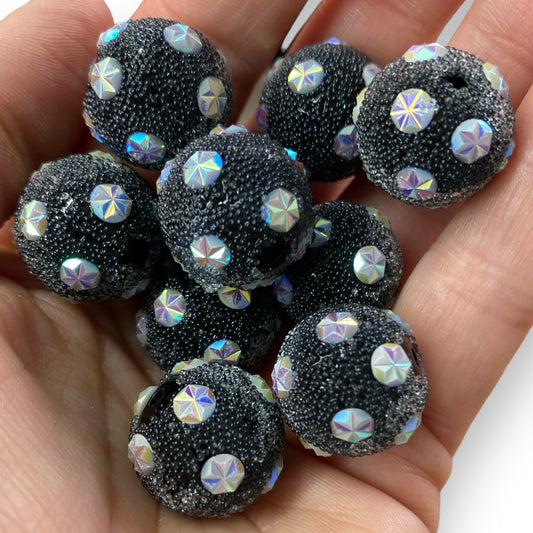 #1250 - 20mm "Black Sugar Starburst" Beads (Set of 10)