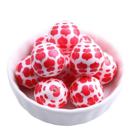 W371- 20mm Red Bubble Hearts Acrylic Beads (1 Count)