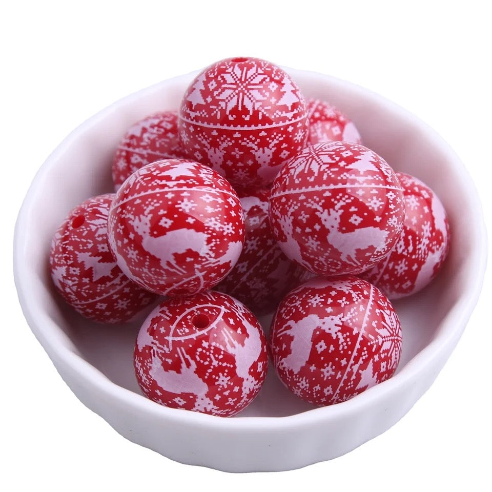 #663 - 20mm Red Reindeer Acrylic Beads (10 Count)