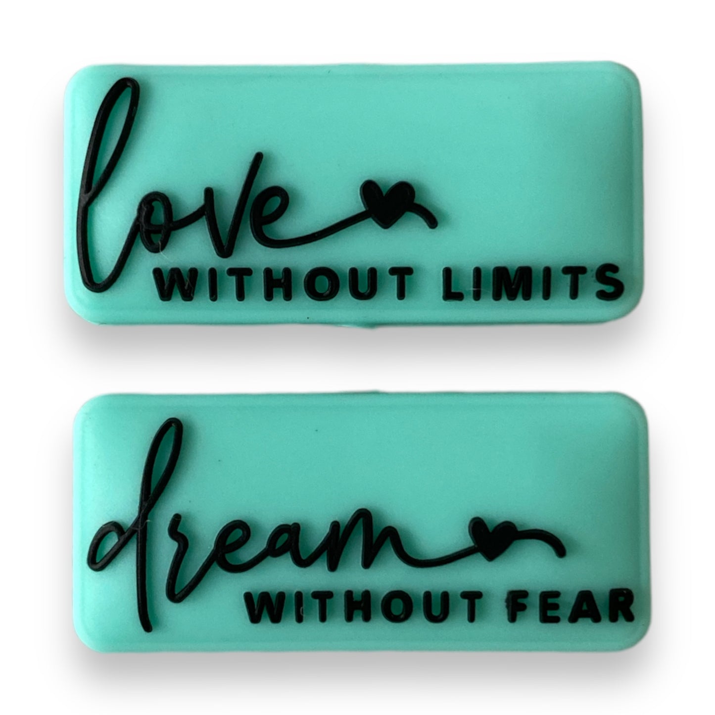 e561 - "Love Without Limits / Dream Without Fear " Two Sided  Exclusive"  Focal (1 Count) Bead Silicone